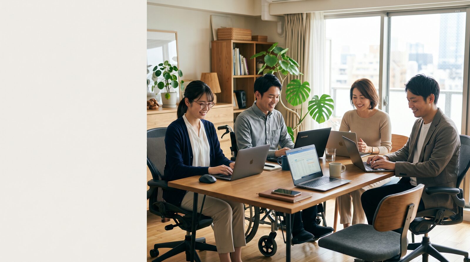 在宅就労する日本人グループ